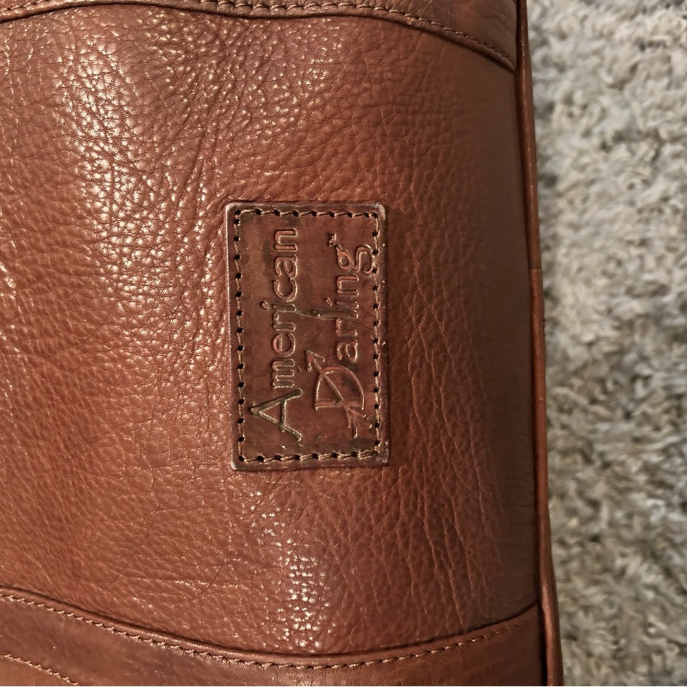 American Darling Brown Leather Tote with Fringe - Picture 3 of 6